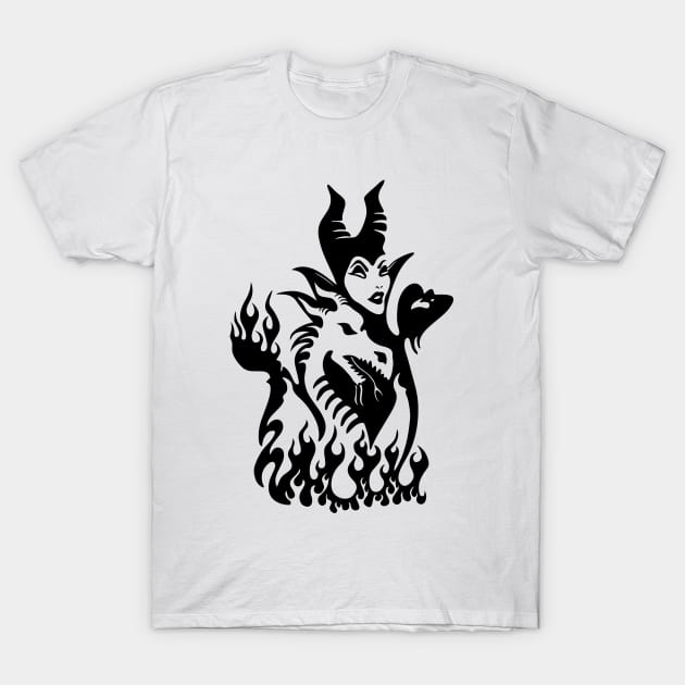 Maleficent's Pets (black) T-Shirt by DellaMorteArts